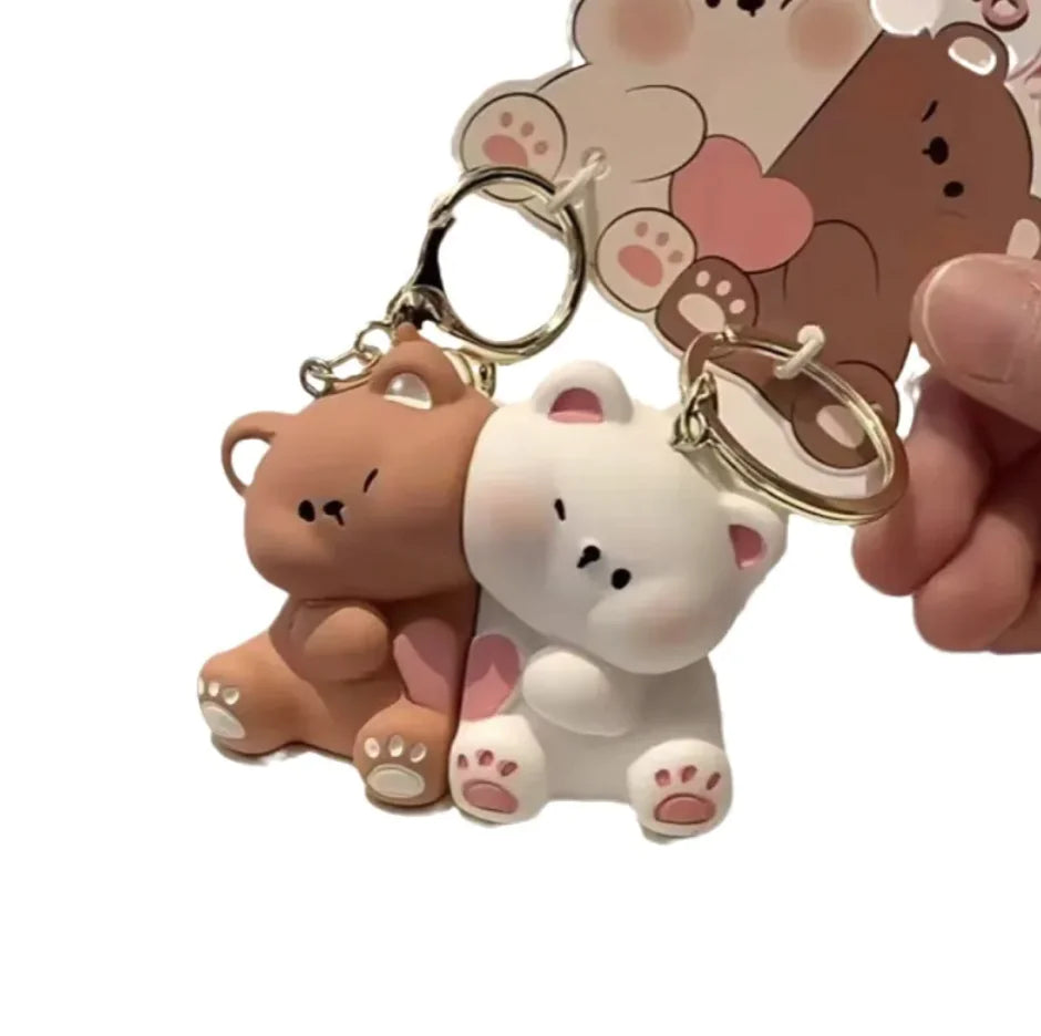Cute Bear Couple Magnetic Keychain Set
