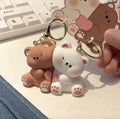 Cute Bear Couple Magnetic Keychain Set