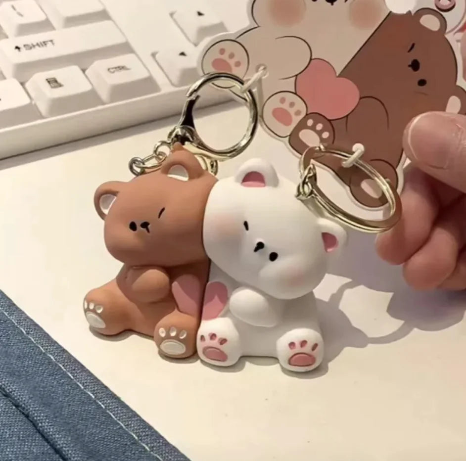 Cute Bear Couple Magnetic Keychain Set