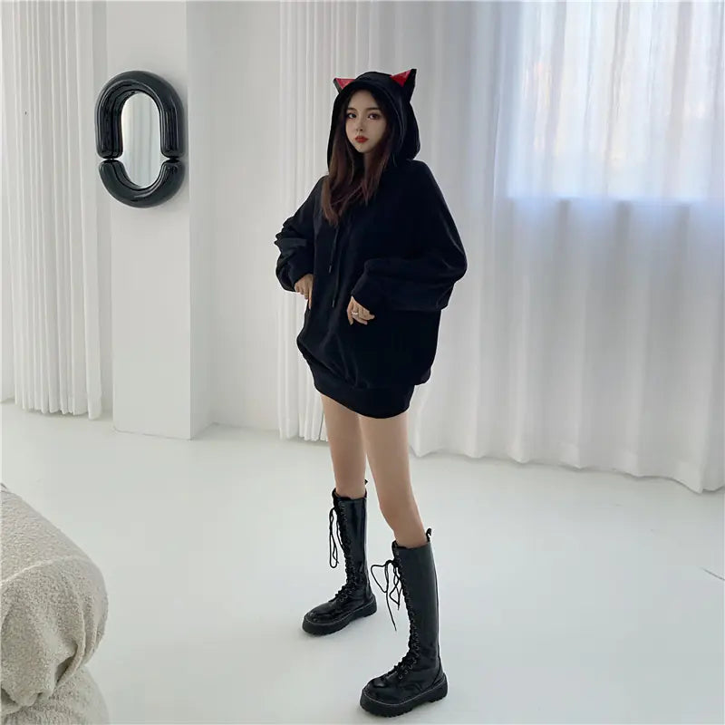 Winter Cute Cat Ear Hoodie