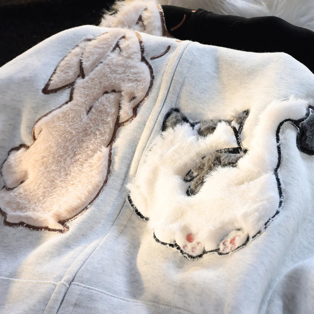 Thick Cartoon Cat Couple Hoodie for Women